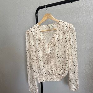 Joie Cream and Black Polka Dot Blouse Gently used